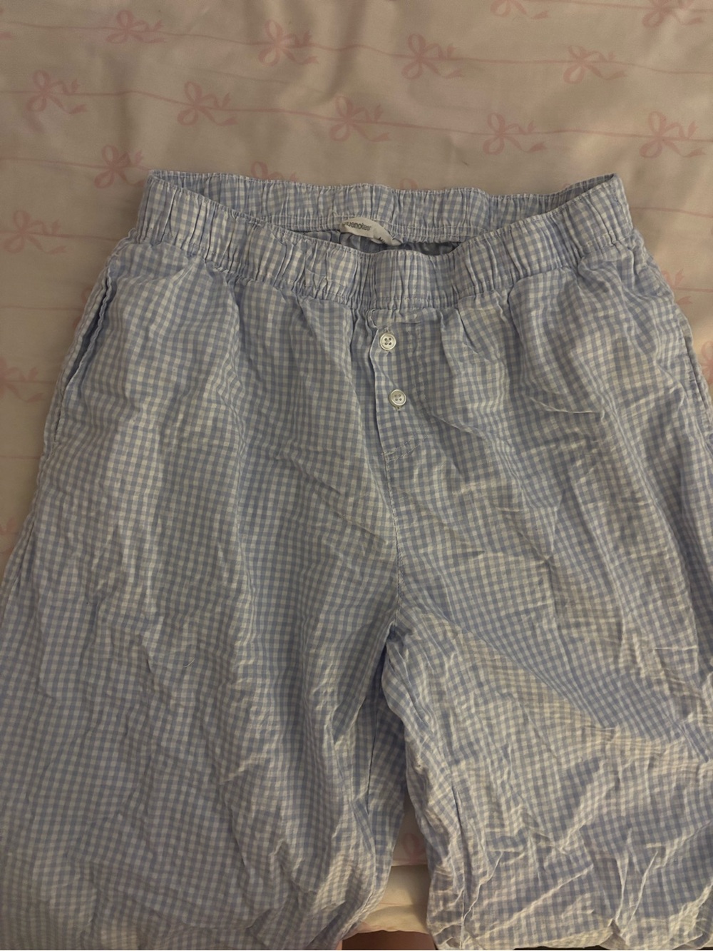 Aeropostale Light Blue and White Gingham Pajama Shorts